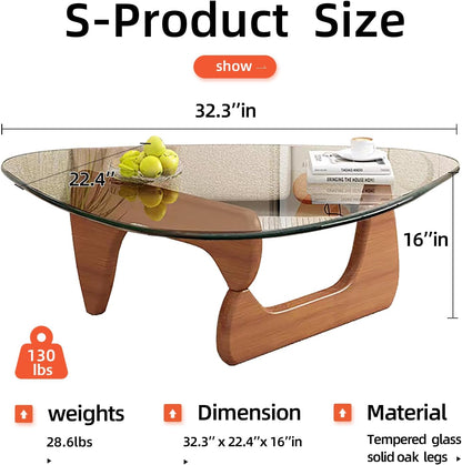 Modern Glass Coffee Table, Mid Century Small Coffee Table, Coffee Table for Living Room,Suitable for Bedroom Living Room Reception Office Tables (Walnut/Transparent, Small) — Walnut/Transparent / Small 32.2 * 22.4 * 16in (2)