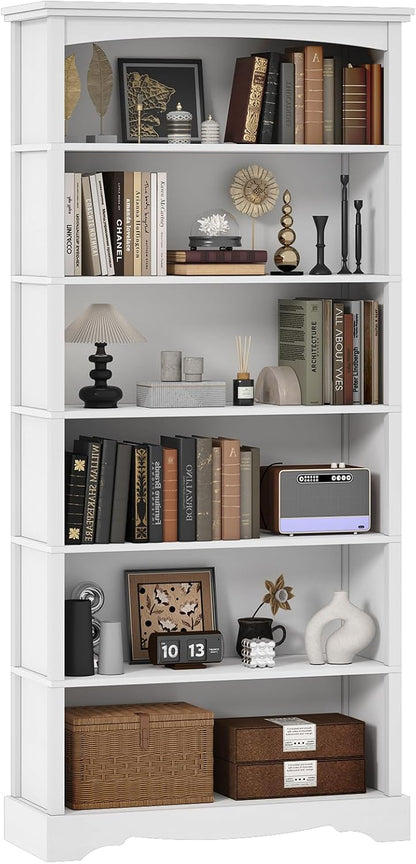 TVU 5-Tier Wooden Bookshelf, 31.5" W x 65" H ×9.9" D Bookshelf with Storage, Floor Standing Modern Style Display Bookcase for Living Room, Office, Study Room, Entryway, Brown