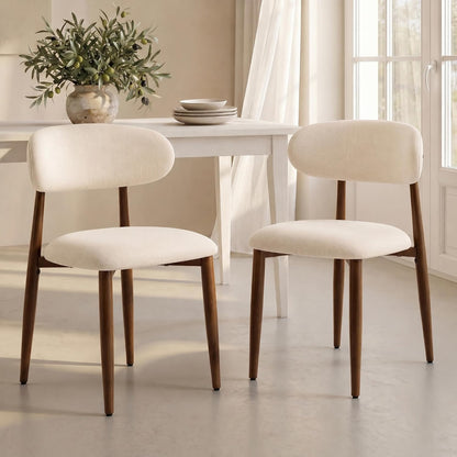 UVV Dining Chairs Set of 4, Metal Kitchen Chairs with Modern Fabric Upholstered for Dining Room, Beige
