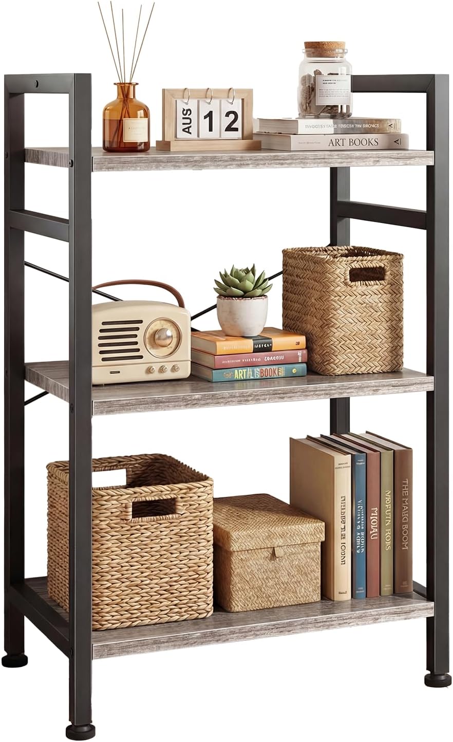DUMOS 5 Tiers Bookshelf, Classical Modern Book Shelf, Tall Display Shelves in Living Room/Home/Office, Storage Organizer for CDs/Books/Movies, Rustic Brown | Tall Display Shelves in Living Room/Home/Office, Storage Organizer for CDs/Books/Movies, Rustic B