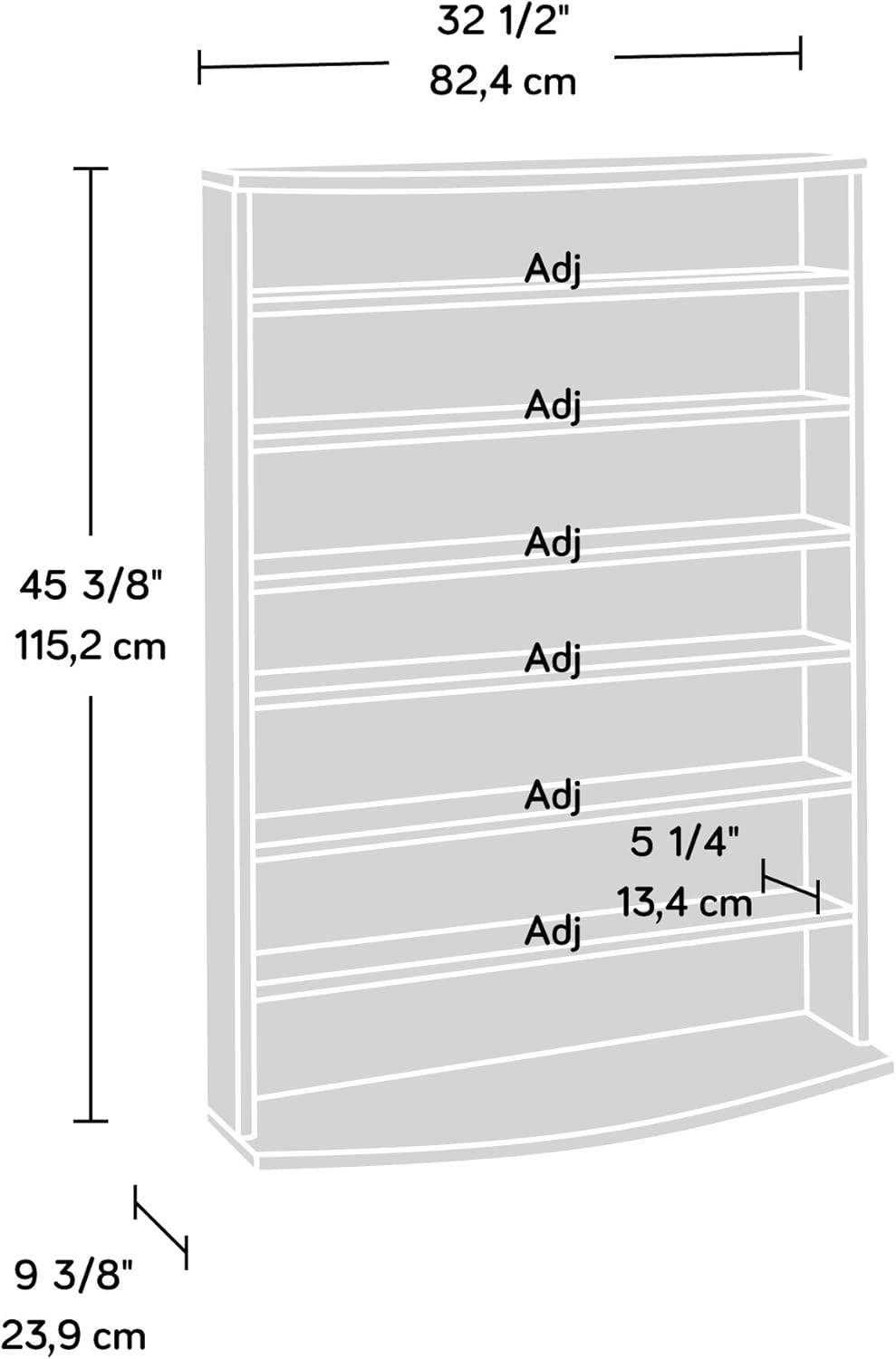 Sauder Multimedia 7 tier Storage Tower, Cinnamon Cherry finish — L:32.44" x W:9.41" x H:45.35 / Cinnamon Cherry (3)