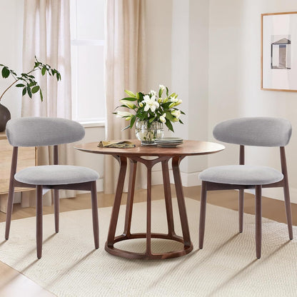 COLAMY Wooden Dining Chairs Set of 4, Modern Fabric Upholstered Kitchen Side Chairs, Farmhouse Dining Room Chair with Foot Pegs, Beige — Lightgrey / Set of 2