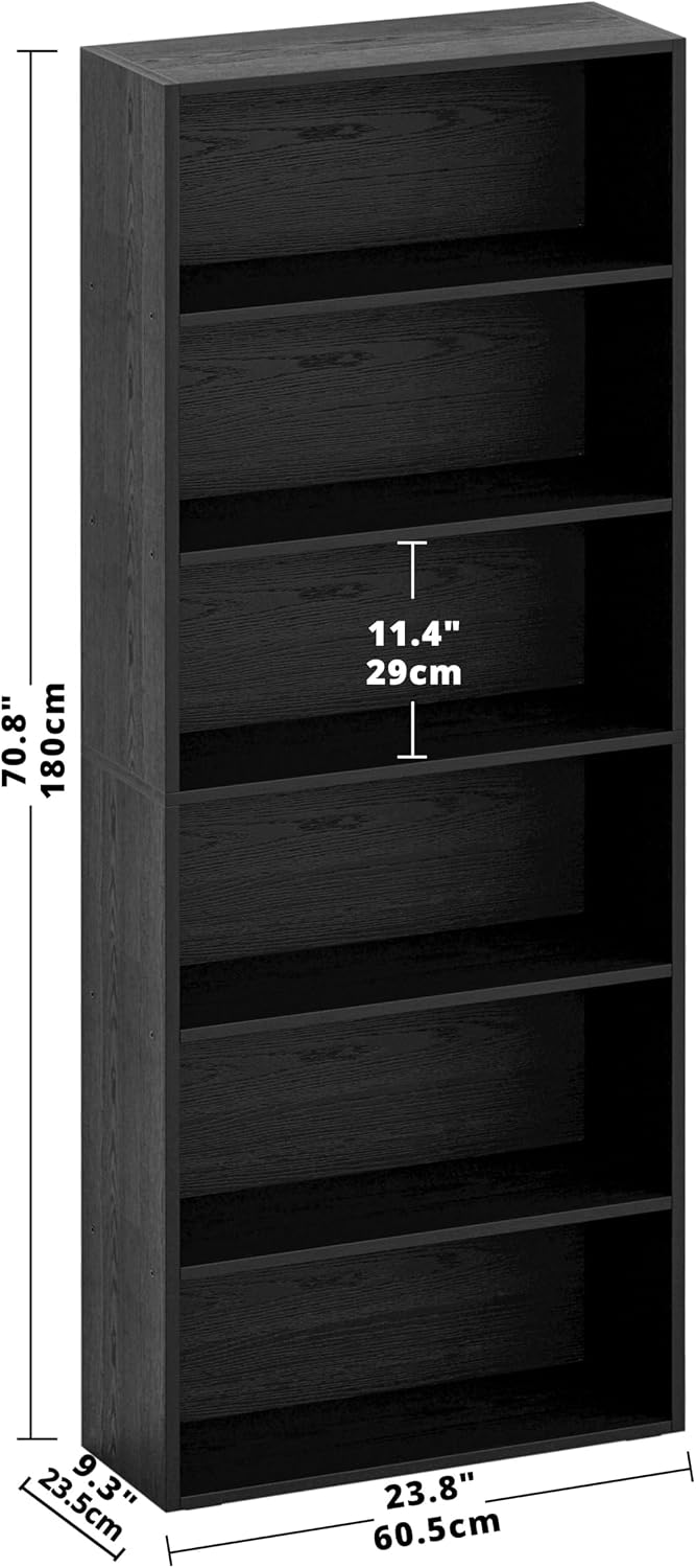 IRONCK Bookshelves and Bookcases Floor Standing 6 Tiers Display Storage Shelves 70 in Tall Bookcase Home Decor Furniture for Home Office, Living Room, Bed Room — Vintage Black (3)