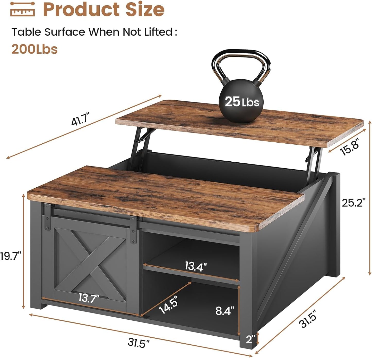 SEDETA 31.5" Lift Top Coffee Table with Storage, Square Coffee Tables for Living Room, Farmhouse Coffee Table with Large Hidden Storage Compartment and Adjustable Shelves, Black — Black (2)