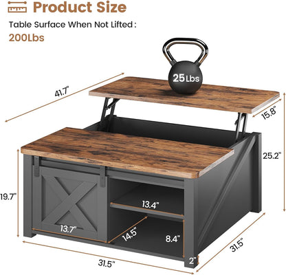 SEDETA 31.5" Lift Top Coffee Table with Storage, Square Coffee Tables for Living Room, Farmhouse Coffee Table with Large Hidden Storage Compartment and Adjustable Shelves, Black — Black (2)