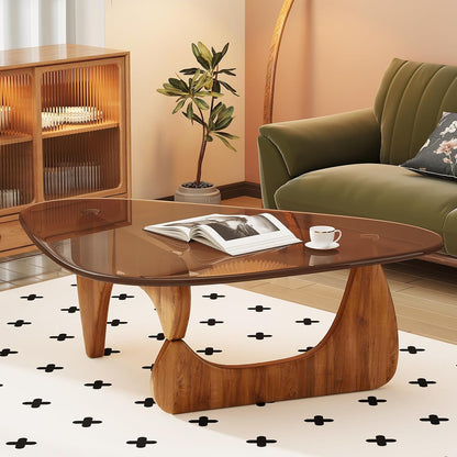 Coffee Table for Living Room Mid Century Modern Center Table with Glass Top and Wood, 36 Inch, Brown/Walnut — Brown/Walnut / 36 Inch (5)