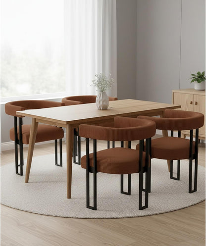 VIRRMO Boucle Dining Chair Set of 4 Corduroy Upholstered Dining Room Chairs Kitchen Chairs with Metal Legs Mid Century Modern Chair for Dining Room, Kitchen (Cream, 4) — Coffee / 4