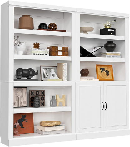 Unikito Bookshelf, 5 Tier Book Shelf, 71 Inch Tall Bookcase with Adjustable Shelves, Open Storage Book Case Organizer, Freestanding Display Shelf Stand for Living Room, Home Office, Bedroom, Cherry — 10-tier / White