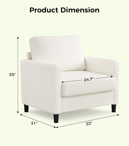 Welzona Sofa Accent Chair, 33" Reading Chair for Bedroom, Tool-Free Setup Living Room Accent Chairs, Comfy Arm Chairs Living Room, All-Wood Reading Nook, Beige — Beige / Standard (2)