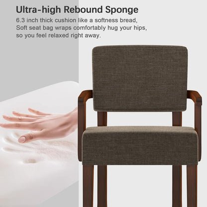 FAGAGA Accent Chair, Living Room Chairs Oversized with Soft Seat and Armrests for Dinning Bedroom Reading and Waiting Rooms — Brown / Linen / Chair (7)