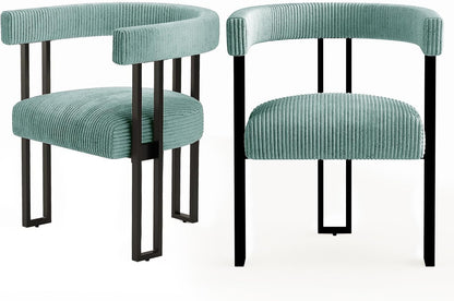 VIRRMO Boucle Dining Chair Set of 4 Corduroy Upholstered Dining Room Chairs Kitchen Chairs with Metal Legs Mid Century Modern Chair for Dining Room, Kitchen (Cream, 4) — Mint / 2