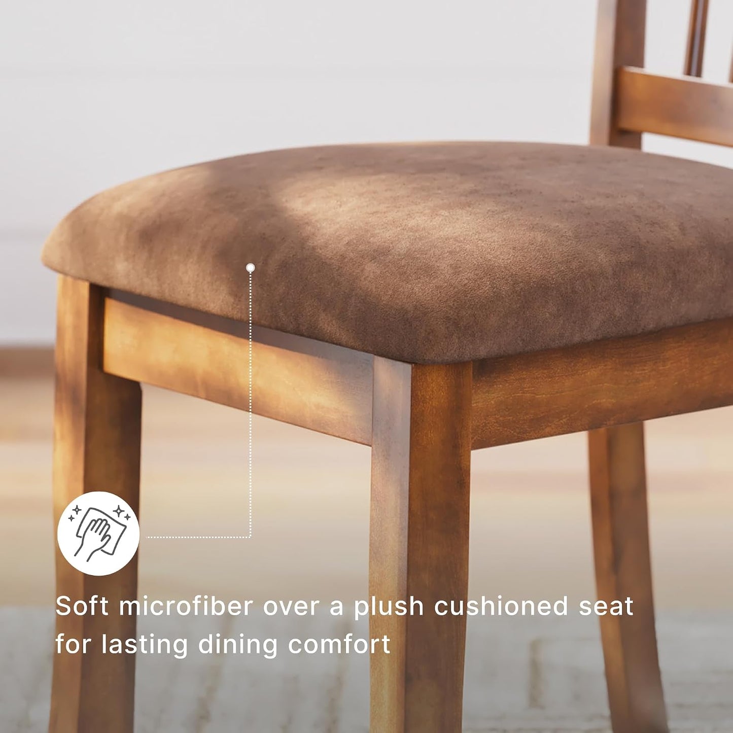Signature Design by Ashley Berringer | Spindle Back 18" Dining Chairs (Set of 2) – Rustic Light Brown with Upholstered Cushioned Seat — Light Brown (5)