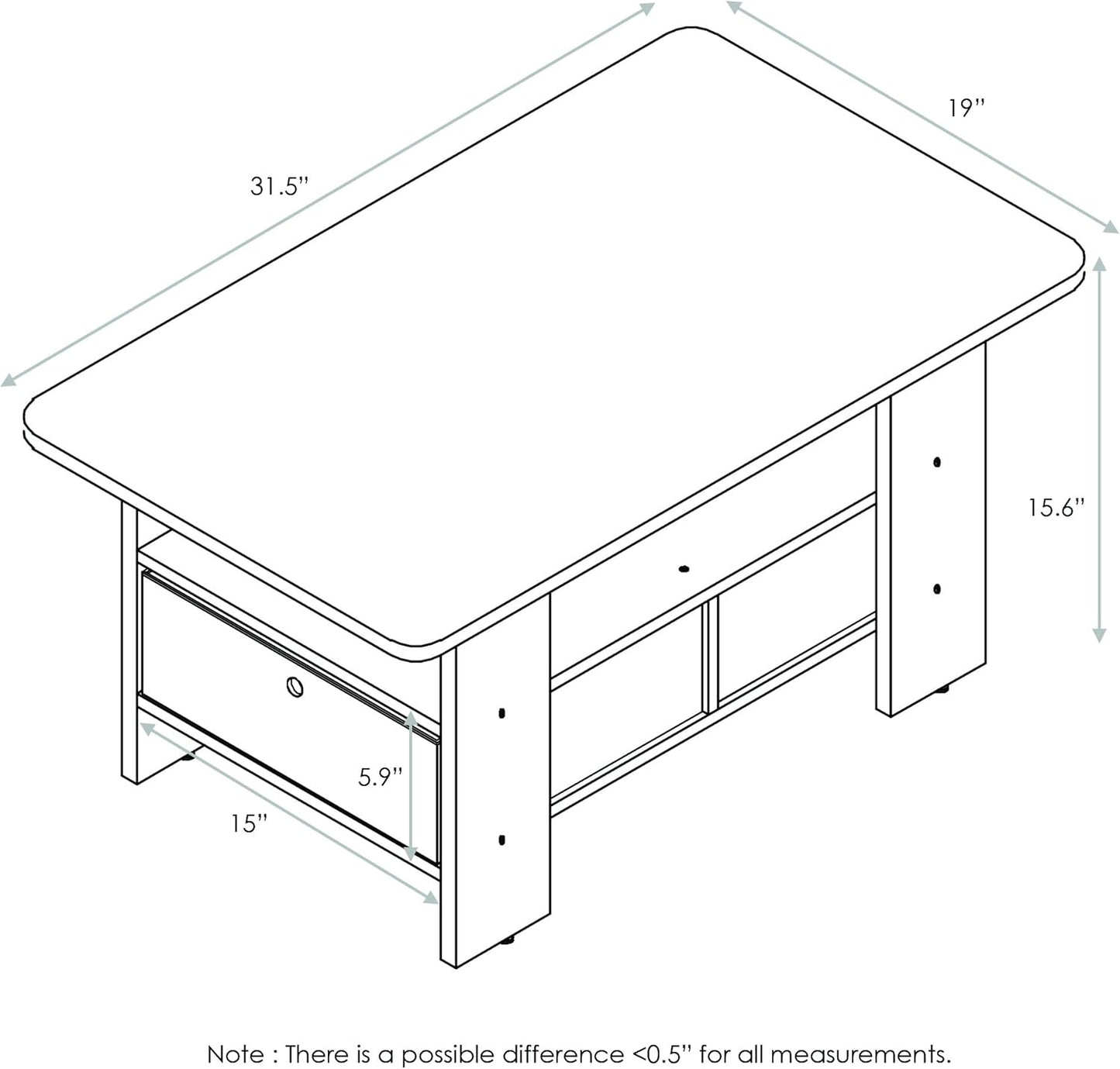 Furinno Coffee Table with Bins, Espresso/Brown — Espresso/Brown / 2 Bin (3)