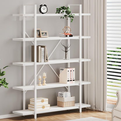HSH White Bookshelf, 6 Tier Tall Bookcases for Bedroom Living Room Office | Industrial Modern Vertical Metal and Wood Bookcases, Farmhouse 6 Shelf Open Large Storage Book Shelves Display Book Shelf