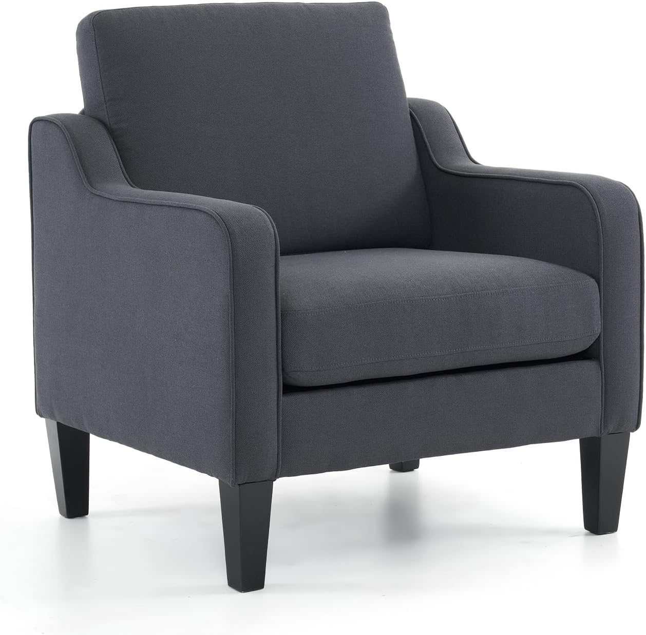 VINGLI Accent Chair for Living Room Chairs Light Brown Reading Chair for Bedroom Scooped Arm Chair Mid Century Modern Accent Chairs Upholstered Comfy Chair for Apartment, Waiting Room — 1 / Dark Grey Linen