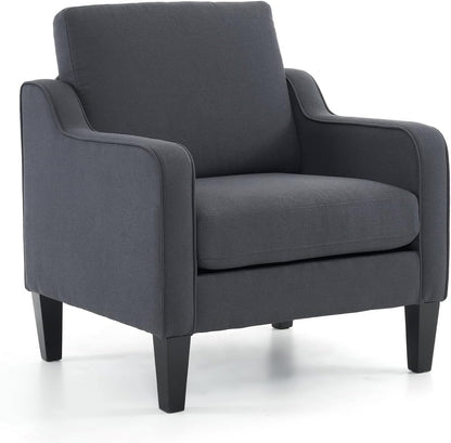 VINGLI Accent Chair for Living Room Chairs Light Brown Reading Chair for Bedroom Scooped Arm Chair Mid Century Modern Accent Chairs Upholstered Comfy Chair for Apartment, Waiting Room — 1 / Dark Grey Linen
