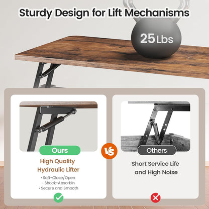 SEDETA 31.5" Lift Top Coffee Table with Storage, Square Coffee Tables for Living Room, Farmhouse Coffee Table with Large Hidden Storage Compartment and Adjustable Shelves, Black — Black (6)