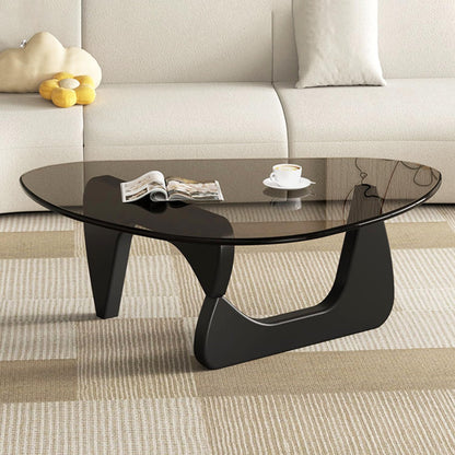 Modern Glass Coffee Table, Mid Century Small Coffee Table, Coffee Table for Living Room,Suitable for Bedroom Living Room Reception Office Tables (Walnut/Transparent, Small) — Black/Brown / ML 39.5 * 27 * 16in