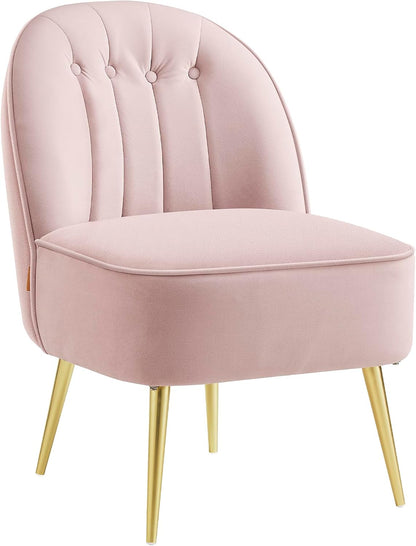 VASAGLE Accent Chair, PU Leather Armchair, Button Tufted Living Room Chair, Thick Cushion, Mid Century Modern Lounge Seating for Bedroom, Reading Nook, Home Office, Brown ULYY200KZ02S — Jelly Pink / 25"D x 22"W x 31.6"H