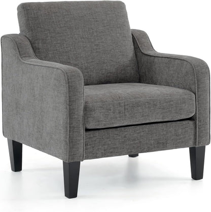 VINGLI Accent Chair for Living Room Chairs Light Brown Reading Chair for Bedroom Scooped Arm Chair Mid Century Modern Accent Chairs Upholstered Comfy Chair for Apartment, Waiting Room — 1 / Light Grey Chenille