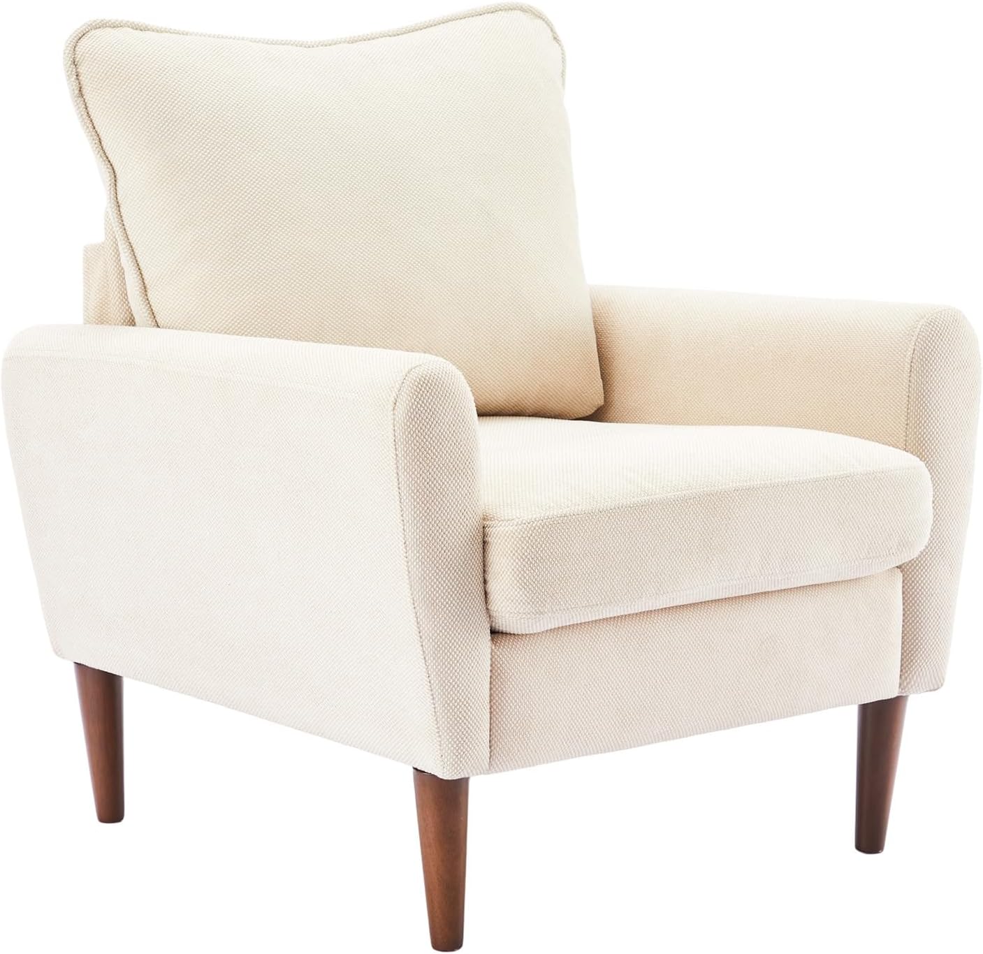 OLIXIS Comfy Accent Chair for Living Room Bedroom and Waiting Room, Upholstered Mid-Century Reading Chair with Pillow and Solid Wood Legs, Wide Singe Modern Lounge Sofa Beige, 2 Pack — Taupe / 1