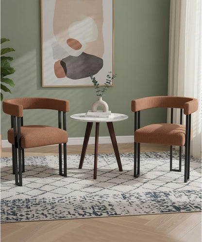 VIRRMO Boucle Dining Chair Set of 4 Corduroy Upholstered Dining Room Chairs Kitchen Chairs with Metal Legs Mid Century Modern Chair for Dining Room, Kitchen (Cream, 4) — Coffee / 2