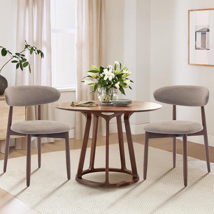 COLAMY Wooden Dining Chairs Set of 4, Modern Fabric Upholstered Kitchen Side Chairs, Farmhouse Dining Room Chair with Foot Pegs, Beige — Camel / Set of 2
