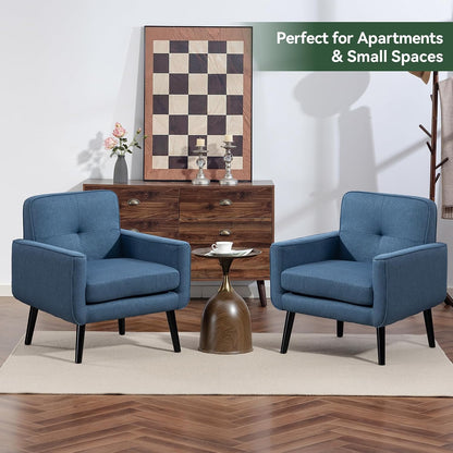 Vogue Furniture Direct Mid Century Accent Chair, Fabric Modern Chair with Wooden Frame, Cozy Armchair Reading Chair with Comfy Back for Apartment, Living Room, Bedroom, Small Space, Corner, Blue — Blue / 1 (5)