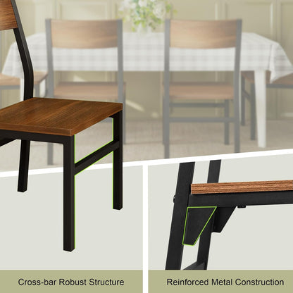 Feonase Dining Chairs Set of 6, Modern Kitchen Chairs with Ergonomic Backrest, MDF Board and Metal Legs, Dinner Chairs for Dining Room, Kitchen and Living Room, Walnut — Walnut (6)