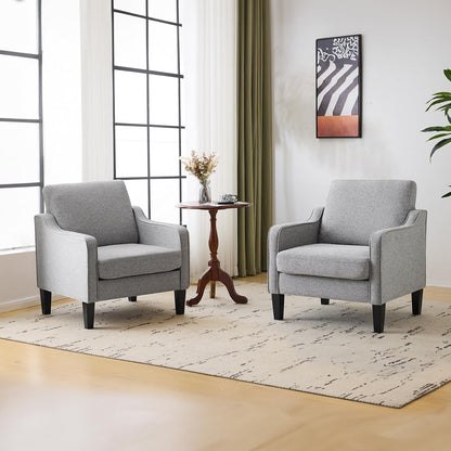 VINGLI Modern Accent Chairs Set of 2, Beige Living Room Chairs Comfy Armchair for Bedroom, Upholstered Sofa Chair Reading Chair for Small Spaces, Apartment, Waiting Room