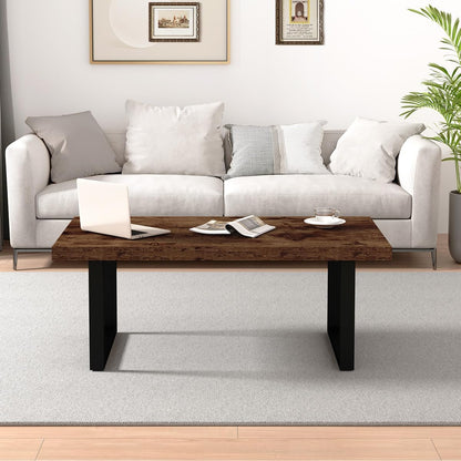 IBF Rustic Coffee Table, Industrial Simple Wooden Living Room Table, Modern Minimalist Farmhouse Rectangle Center Table, Wood and Metal Vintage Tea Coffee Table for Home Bedroom, Rustic Brown, 39 Inch — Rustic Brown / 39 inch (6)
