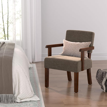 FAGAGA Accent Chair, Living Room Chairs Oversized with Soft Seat and Armrests for Dinning Bedroom Reading and Waiting Rooms — Brown / Linen / Chair (5)