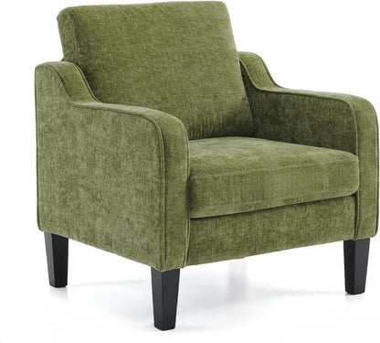 VINGLI Accent Chair for Living Room Chairs Olive Green Reading Chair for Bedroom Scooped Arm Chair Mid Century Modern Accent Chairs Upholstered Comfy Chair for Apartment, Waiting Room — 1 / Olive Green Chenille