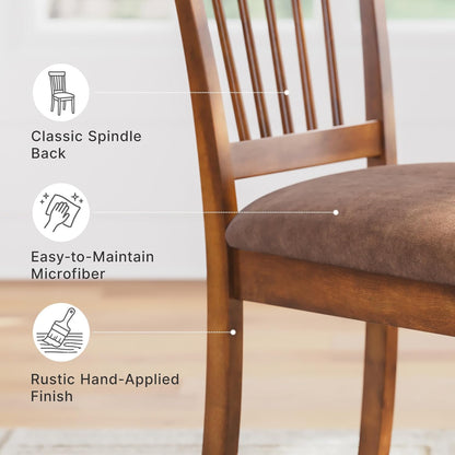Signature Design by Ashley Berringer | Spindle Back 18" Dining Chairs (Set of 2) – Rustic Light Brown with Upholstered Cushioned Seat — Light Brown (4)