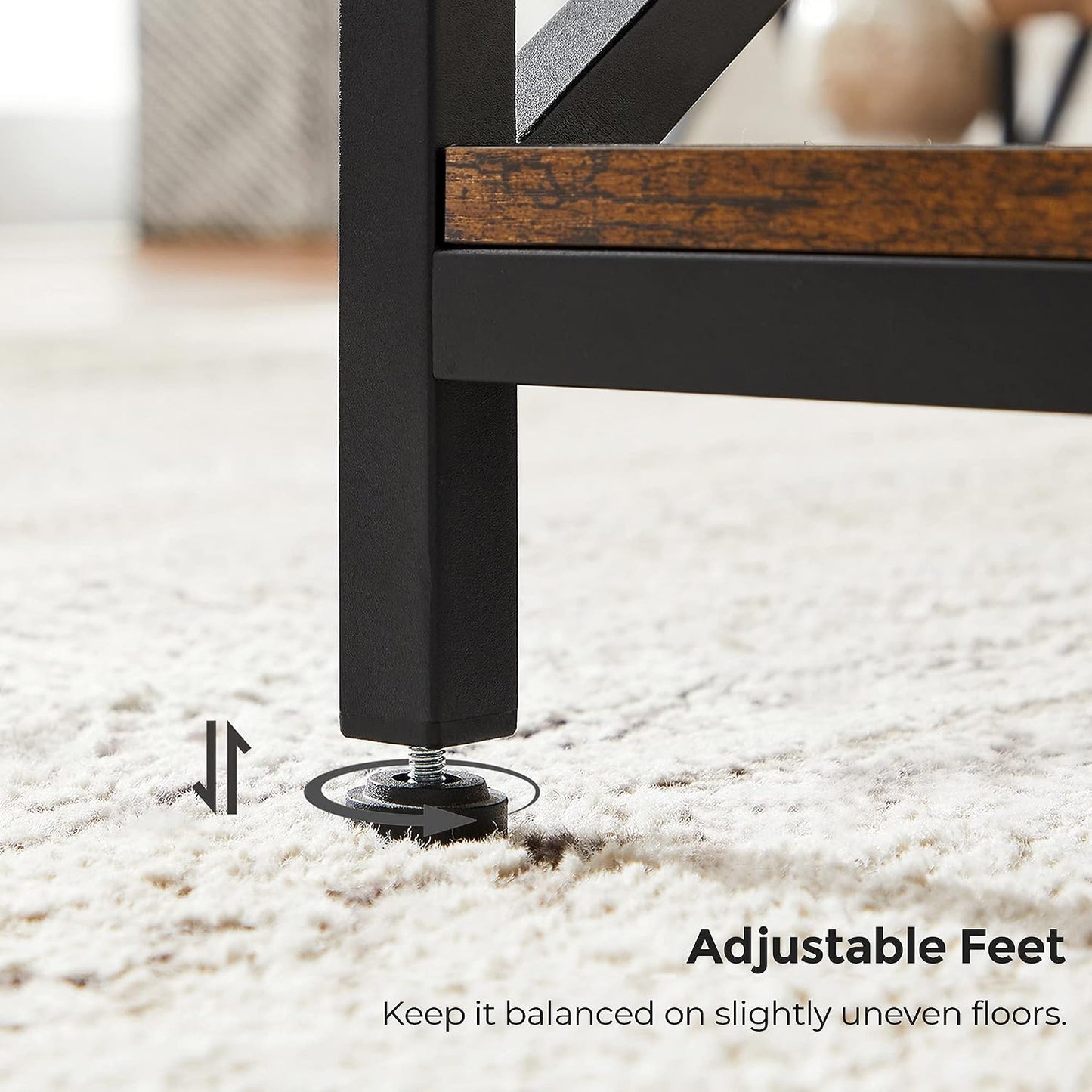 VASAGLE Coffee Table, Cocktail Table with Storage Shelf and X-Shape Steel Frame, Industrial Farmhouse Style, 39.4 x 21.7 x 17.7 Inches, Rustic Brown and Black ULCT200B01V1 — Rustic Brown + Black (7)