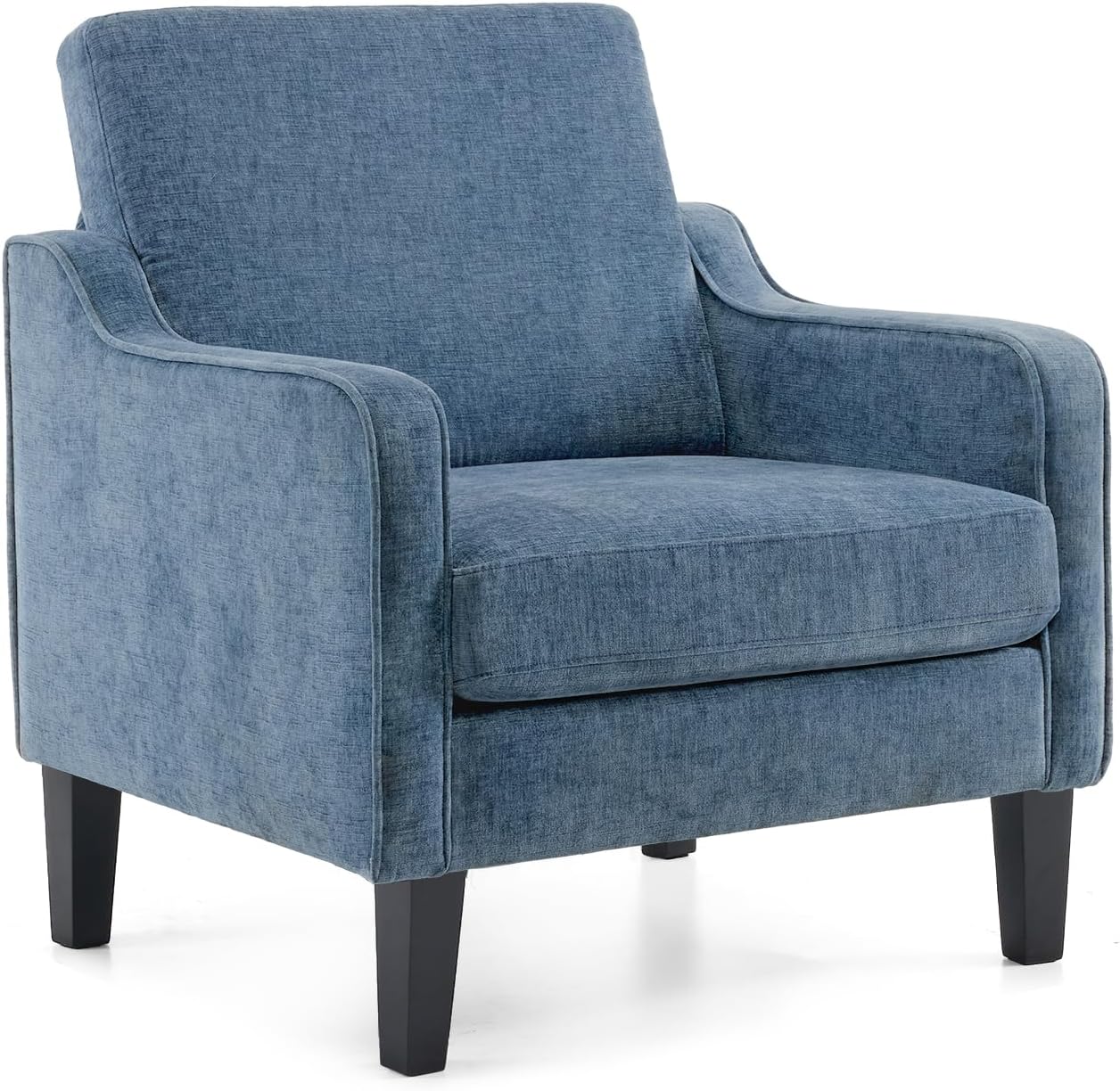 VINGLI Accent Chair for Living Room Chairs Light Brown Reading Chair for Bedroom Scooped Arm Chair Mid Century Modern Accent Chairs Upholstered Comfy Chair for Apartment, Waiting Room — 1 / Navy Blue Chenille