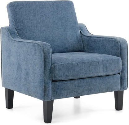 VINGLI Accent Chair for Living Room Chairs Light Brown Reading Chair for Bedroom Scooped Arm Chair Mid Century Modern Accent Chairs Upholstered Comfy Chair for Apartment, Waiting Room — 1 / Navy Blue Chenille