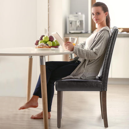 DUMOS Dining Chairs Set of 4, Modern PU Leather Kitchen Table Chairs | Wooden Legs, Padded Seat, Armless, Dining Room, Living Room, Restaurant, Brown — Brown / 4 Pack (2)