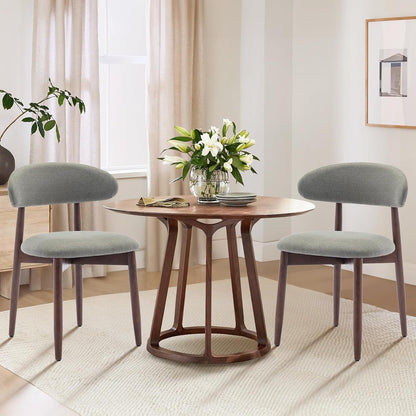 COLAMY Wooden Dining Chairs Set of 4, Modern Fabric Upholstered Kitchen Side Chairs, Farmhouse Dining Room Chair with Foot Pegs, Beige — Green / Set of 2