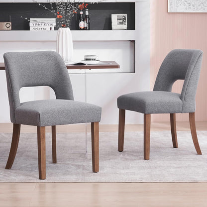 VKNOW Dining Chairs Set of 4, Fabric Dining Chairs, Green | Modern Mid-Century Upholstered Farmhouse Dinner Chair for Kitchen Dining Room Restaurant, Easy Assembly — Fabric Grey / Set of 2