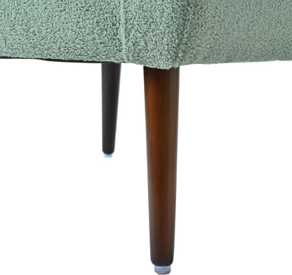 Accent Chair, Comfy Upholstered Living Room Chairs with High Tufted Backrest and Pillow, Wingback Reading Chair with Solid Wood Legs for Bedroom/Office,Teddy Fabric, Light Green — Set of 1 / Light Green(a) (10)
