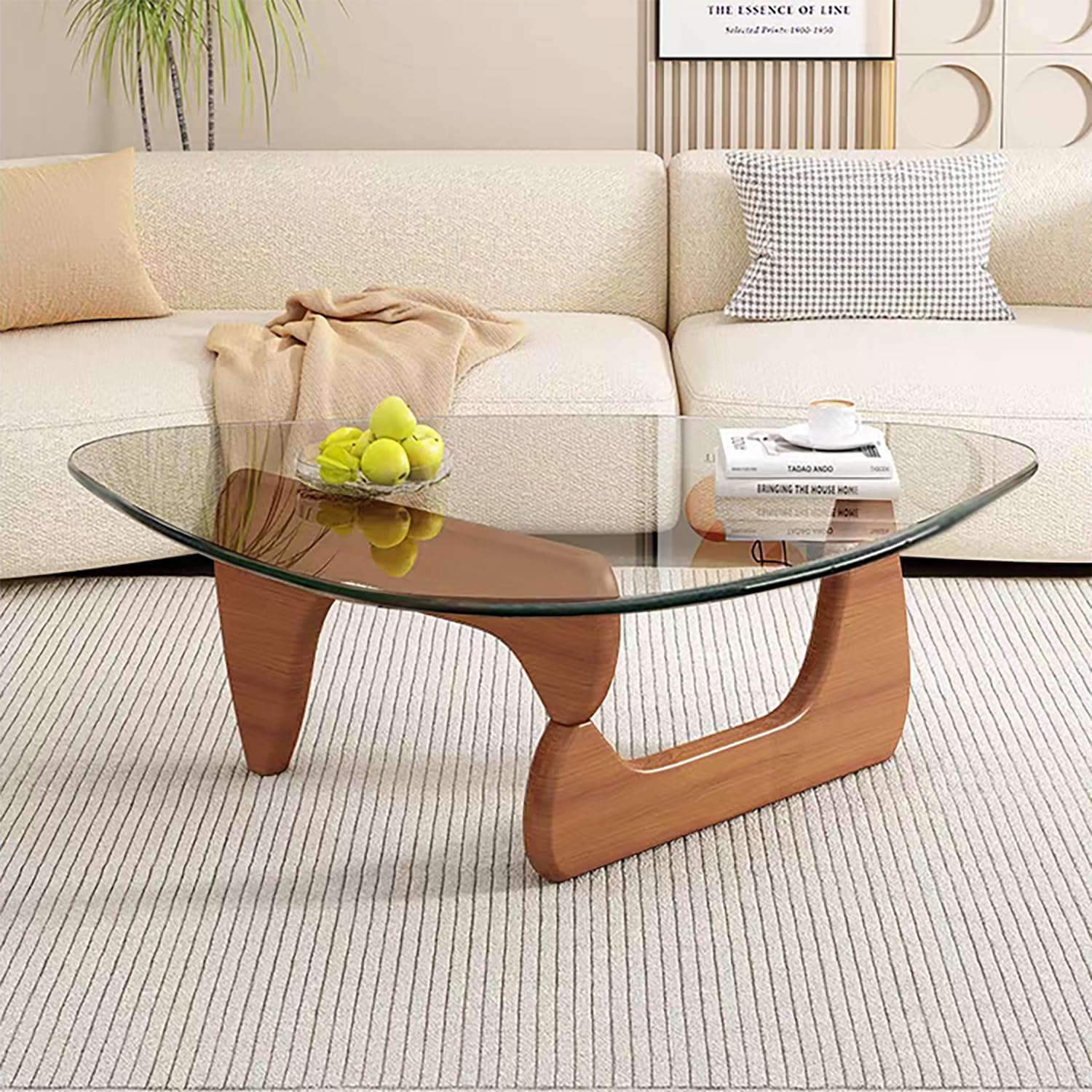 Modern Glass Coffee Table, Mid Century Small Coffee Table, Coffee Table for Living Room,Suitable for Bedroom Living Room Reception Office Tables (Walnut/Transparent, Small) — Walnut/Transparent / Small 32.2 * 22.4 * 16in (8)