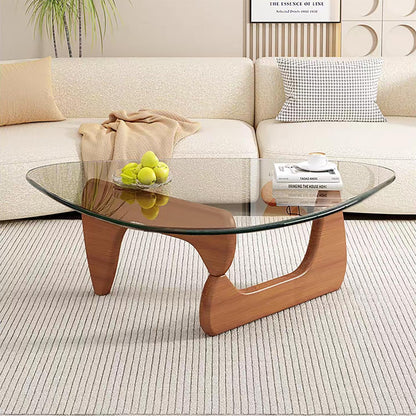 Modern Glass Coffee Table, Mid Century Small Coffee Table, Coffee Table for Living Room,Suitable for Bedroom Living Room Reception Office Tables (Walnut/Transparent, Small) — Walnut/Transparent / Small 32.2 * 22.4 * 16in (8)