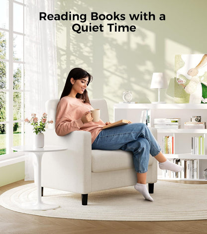 Welzona Sofa Accent Chair, 33" Reading Chair for Bedroom, Tool-Free Setup Living Room Accent Chairs, Comfy Arm Chairs Living Room, All-Wood Reading Nook, Beige — Beige / Standard (6)