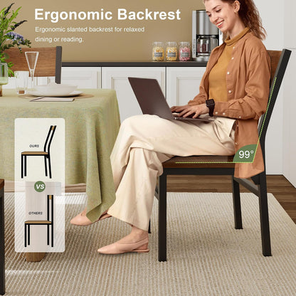Feonase Dining Chairs Set of 6, Modern Kitchen Chairs with Ergonomic Backrest, MDF Board and Metal Legs, Dinner Chairs for Dining Room, Kitchen and Living Room, Walnut — Walnut (4)