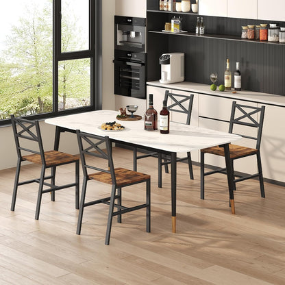 MAHANCRIS Dining Chair Set of 2, Rustic Wooden Kitchen Chairs with Backrest, Farmhouse Dining Chairs for Kitchen, Industrial Style Chair with Metal Frame, Easy Assembly, Rustic Brown TBHR1001 — Rustic Brown / 2 (2)