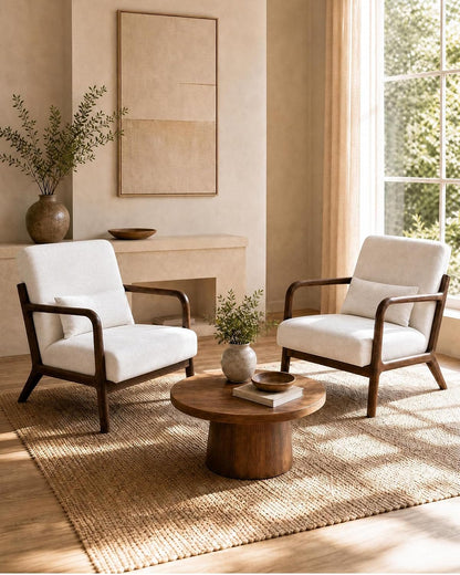 Garvee Mid-Century Chenille Accent Chair, Cozy Reading Chair, Modern Lounge Armchair with Lumbar Pillow, Solid Wood Frame, for Living Room, Bedroom, Office, Beige — Beige-chenille / 1 Pack (5)