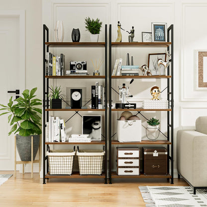 NUMENN 5 Tier Bookshelf, Tall Bookcase Shelf Storage Organizer, Modern Book Shelf for Bedroom, Living Room and Home Office, Vintage — 5 Tier / Vintage (4)