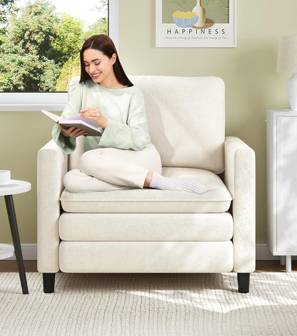 Welzona Sofa Accent Chair, 33" Reading Chair for Bedroom, Tool-Free Setup Living Room Accent Chairs, Comfy Arm Chairs Living Room, All-Wood Reading Nook, Beige — Beige / cloud chair