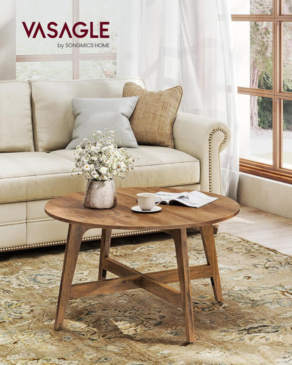 VASAGLE MAEZO Collection - Round Coffee Table, 31.5-Inch Center Table, Tapered Legs, Curved Transitions, Easy to Assemble, for Living Room, Honey Brown ULCT251KB01S